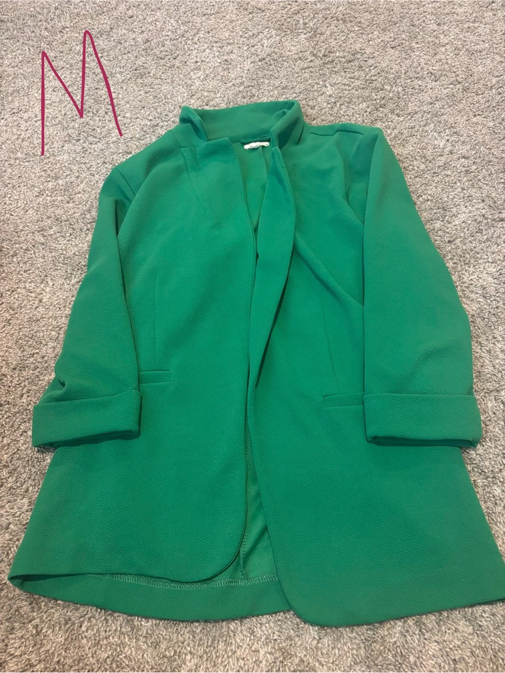 Green Women's Open Front Coat